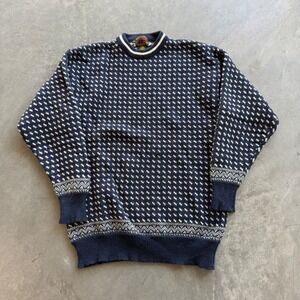 Boston Traders Mens XL Wool Birdseye Knit Sweater Navy Blue Vintage Crewneck